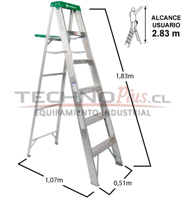 Escalera de Aluminio de Tijera 5 Escalones Tipo III 1.83 metros