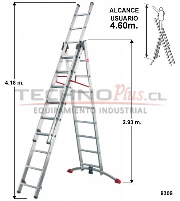 ESCALERA DE ALUMINIO TIJERA CON EXTENSION 5.60 m