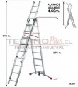 ESCALERA DE ALUMINIO TIJERA CON EXTENSION 5.60 m.