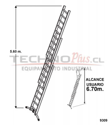 ESCALERA DE ALUMINIO TIJERA CON EXTENSION 5.60 m