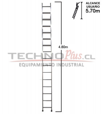 Escalera de Aluminio Recta 4.80M / 16 P.