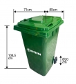 CONTENEDOR DE RESIDUOS PLASTICO CON RUEDAS VERDE 360 LTS.