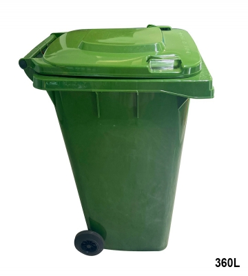 CONTENEDOR DE RESIDUOS PLASTICO CON RUEDAS VERDE 360 LTS.