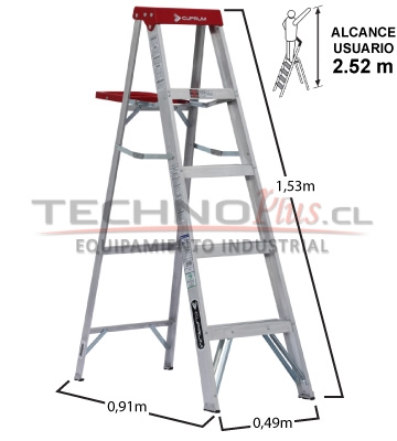 Escalera Tijera de Aluminio 1.53M / 5P 