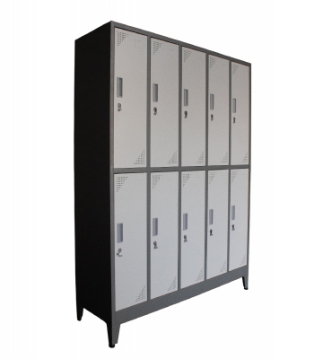Locker Met�lico de 2 Cuerpos 10 Casilleros de Acero Gris | Technoplus