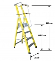 ESCALERA FIBRA VIDRIO PLATAFORMA 4 PELDAOS CON BARANDA DOBLE