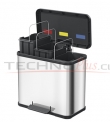 BASURERO RECICLAJE TRIPLE RECIPIENTE ACERO INOX. 33LT