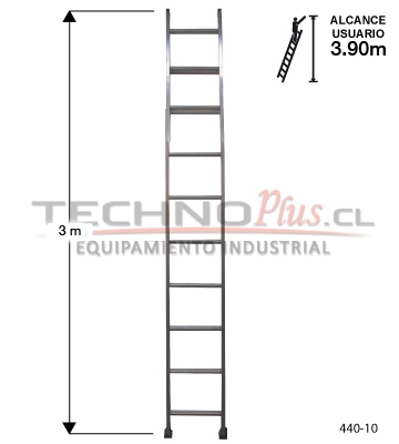 Escalera de Aluminio Recta 3 M / 10 P.