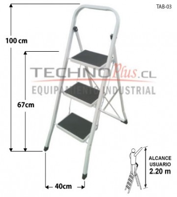 ESCALERA TABURETE ACERO 2 PELDAÑOS TECNOPLUS