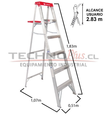 ESCALERA DE ALUMINIO TIJERA 1.83 M. / 6 P