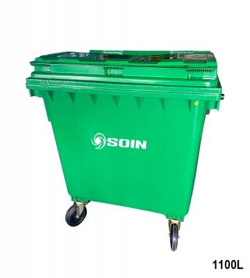 CONTENEDOR DE RESIDUOS PLASTICO CON RUEDAS VERDE 1100 LTS.