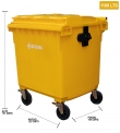 CONTENEDOR DE RESIDUOS PLASTICO CON RUEDAS AMARILLO 1100 LTS.