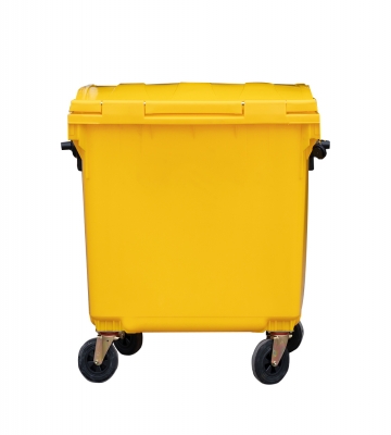 CONTENEDOR DE RESIDUOS PLASTICO CON RUEDAS AMARILLO 1100 LTS.