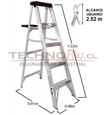 Escalera Tijera Aluminio 5 Peldaños - TECHNOPLUS