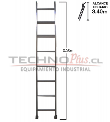 ESCALERA ALUMINIO RECTA SIMPLE 2.44 MTS. 8 PELDAÑOS – TecnoPlus