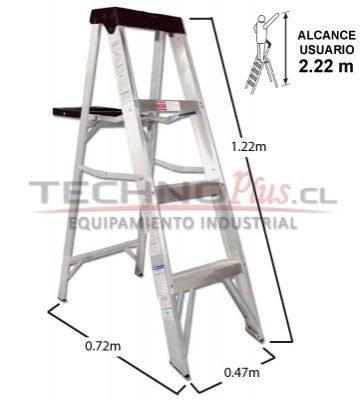 Escalera Tijera Aluminio 4 Peldaos 