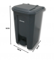Tacho Sanitario 50L Gris con Pedal para Desechos No Reciclables