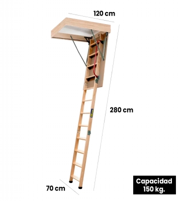 ESCALERA DE TICO ENTRETECHO MADERA 280 CM MAGNA PLUS