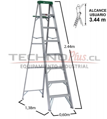 ESCALERA TIJERA DE ALUMINIO 2.44 M/ 8 P.