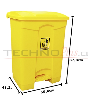 BASURERO PLASTICO 68LTS CON PEDAL - AMARILLO