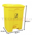 BASURERO PLASTICO 68LTS CON PEDAL  AMARILLO