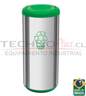 BASURERO ACERO INOX 40L TRAMONTINA TAPA VAIVN VERDE