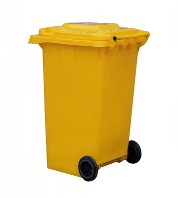 CONTENEDOR DE RESIDUOS PLASTICO CON RUEDAS AMARILLO 360 LTS.