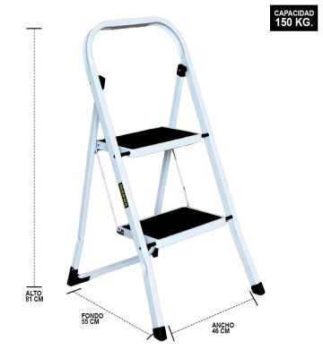 ESCALERA TABURETE ACERO 2 PELDAOS COMPACTO MAGNA