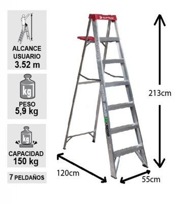 ESCALERA ALUMINIO TIJERA 7 PELDA�OS 2.13 M. CUPRUM