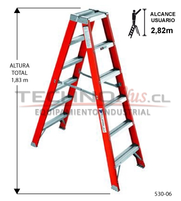 ESCALERA FIBRA DE VIDRIO DOBLE ACCESO 1.83M / 6P 