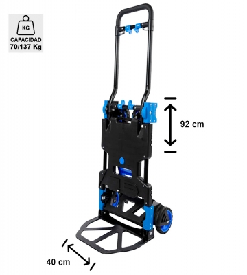 Carretilla de mano 2 en 1 convertible con placa de aluminio 70/137KG