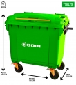 CONTENEDOR DE RESIDUOS PLASTICO CON RUEDAS VERDE 770 LTS.