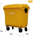 CONTENEDOR DE RESIDUOS PLASTICO CON RUEDAS AMARILLO 660 LTS.