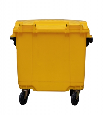 CONTENEDOR DE RESIDUOS PLASTICO CON RUEDAS AMARILLO 660 LTS.